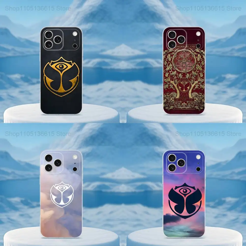 

Music T-TOMORROWLAND Phone Case For iPhone 16,15,14,13,12,11,17 Pro,Max,Plus,X,XS,XR,SE,Mini Transparent Soft Cover