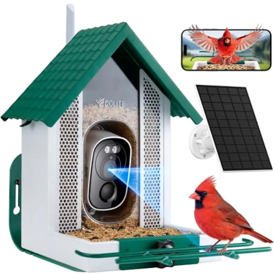 

【Spot goods】Smart Bird Feeder with Camera 2.5K HD Bird House for Outdoors AI Auto-Capture and Motion Detection Weatherproof Cam