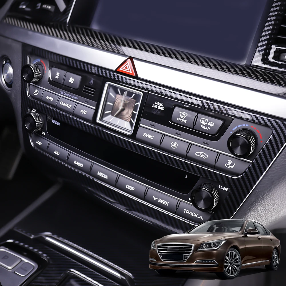 Für Genesis G80 DH 2015-2020 LHD RHD Aluminiumlegierung Klimaanlagen-/Audio-Drehknopf-Ringabdeckung Zierleiste Innenraumzubehör – Detail 3