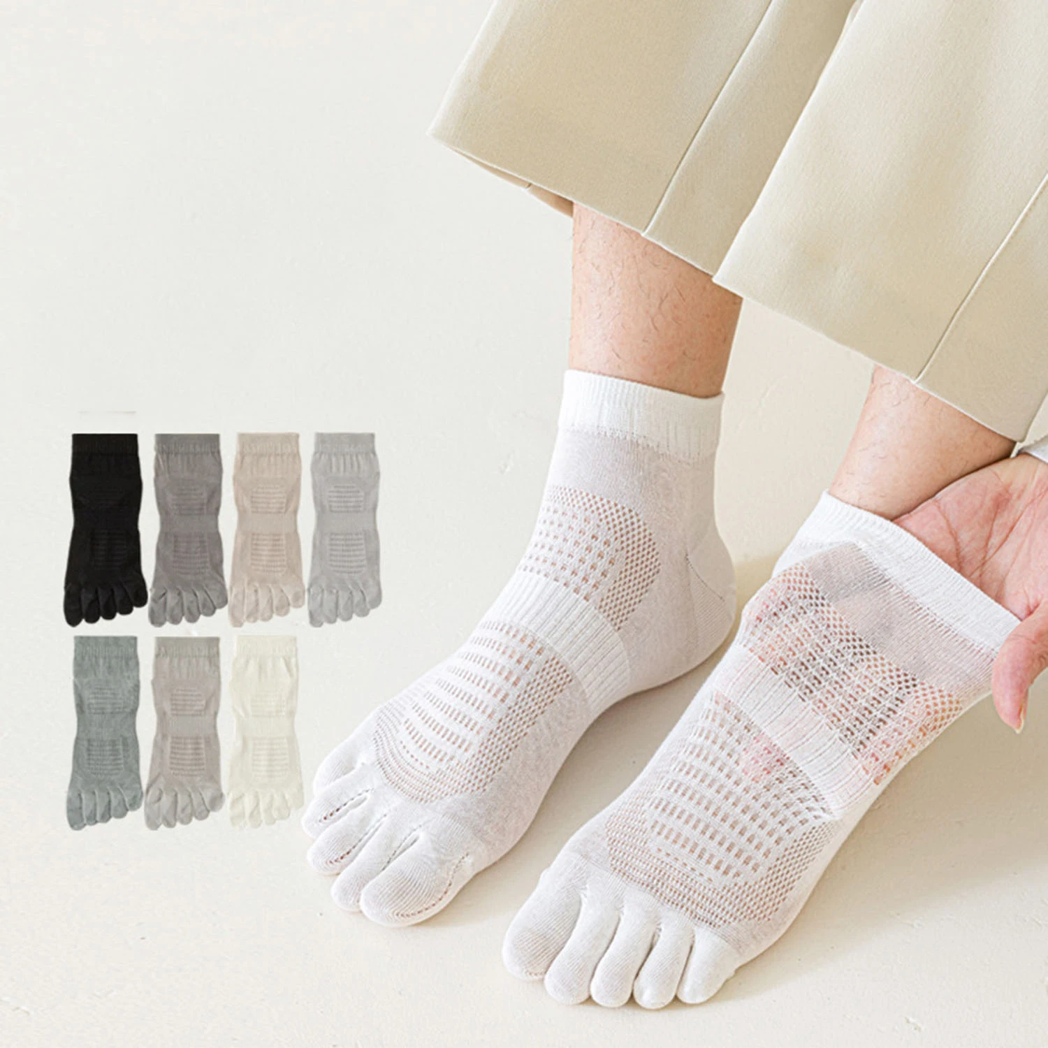 Summer Breathable Five Fingers Socks Women Cotton Mesh Toe Socks Sports Anti-slip Ankle Socks With Separate Fingers