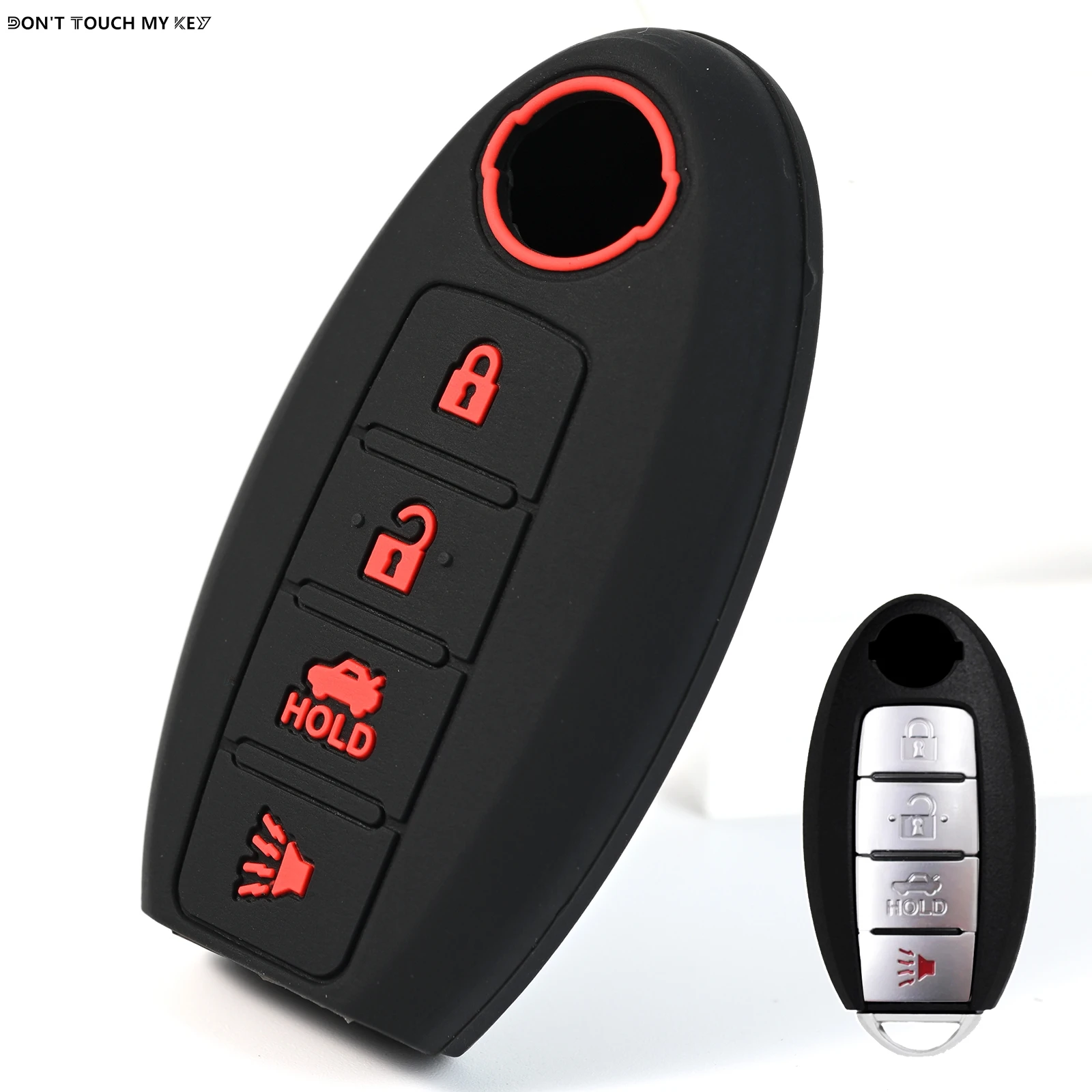 Para Nissan Titan XD Murano Rogue SV SL Rogue 2020 2019 4 botones de silicona mando a distancia llavero cadena anillo carcasa cubierta soporte