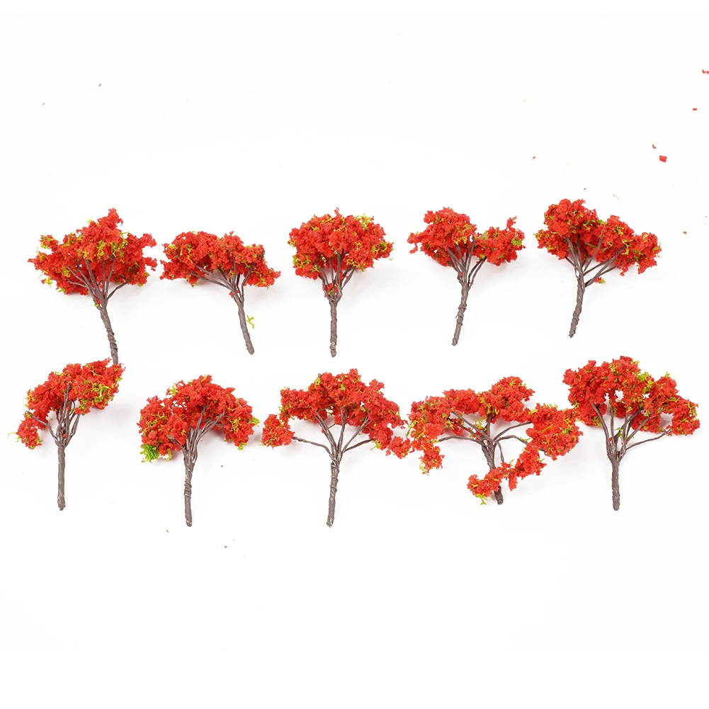 Enhance Your Outdoor Landscape with 10X Red Flowers Model Trees, 4cm Height, Suitable for Psychological Teaching Materials