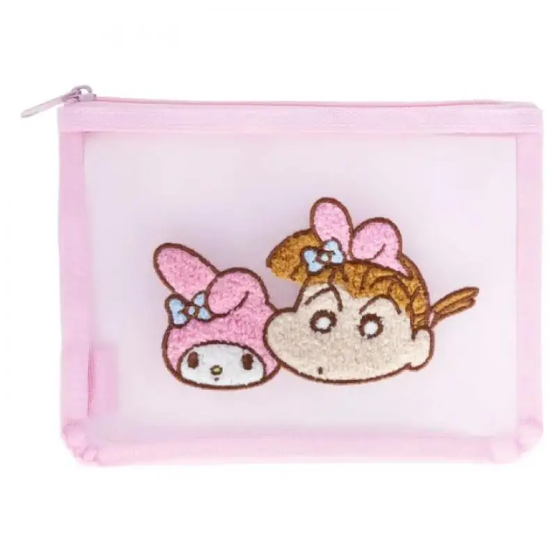 Sanrio Kawaii Crayon Shin-Chan Hellokitty Cosmetic Bag Coin Purse Storage Bag Mesh Pvc Transparent Cartoon Birthday Gift For Kid