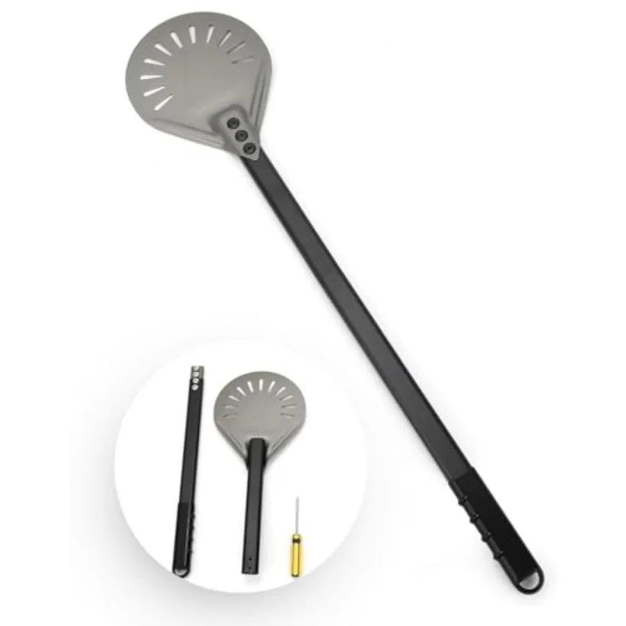 

Лопатка для пиццы 7 дюймов, перфорированная, из алюминия, круглая, с отсоединяемой ручкой 32 дюйма, термостойкая, профессиональная