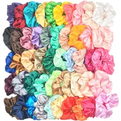 50/40/20pc Vintage Satin Scrunchies Mädchen Elastische Haarbänder Pferdeschwanz Halter Krawatten Gummibänder Mode Frauen Zubehör solide