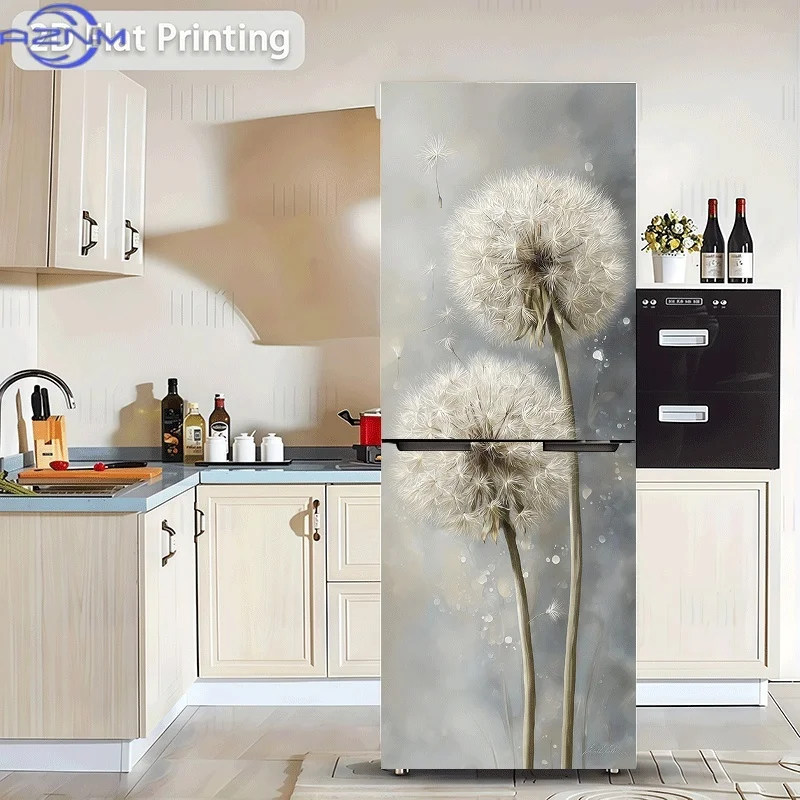 A Decorative Sticker Featuring Two Dandelions on a Hazy Background - Wall Decal Suitable for Walls And Refrigerator Stickers,
