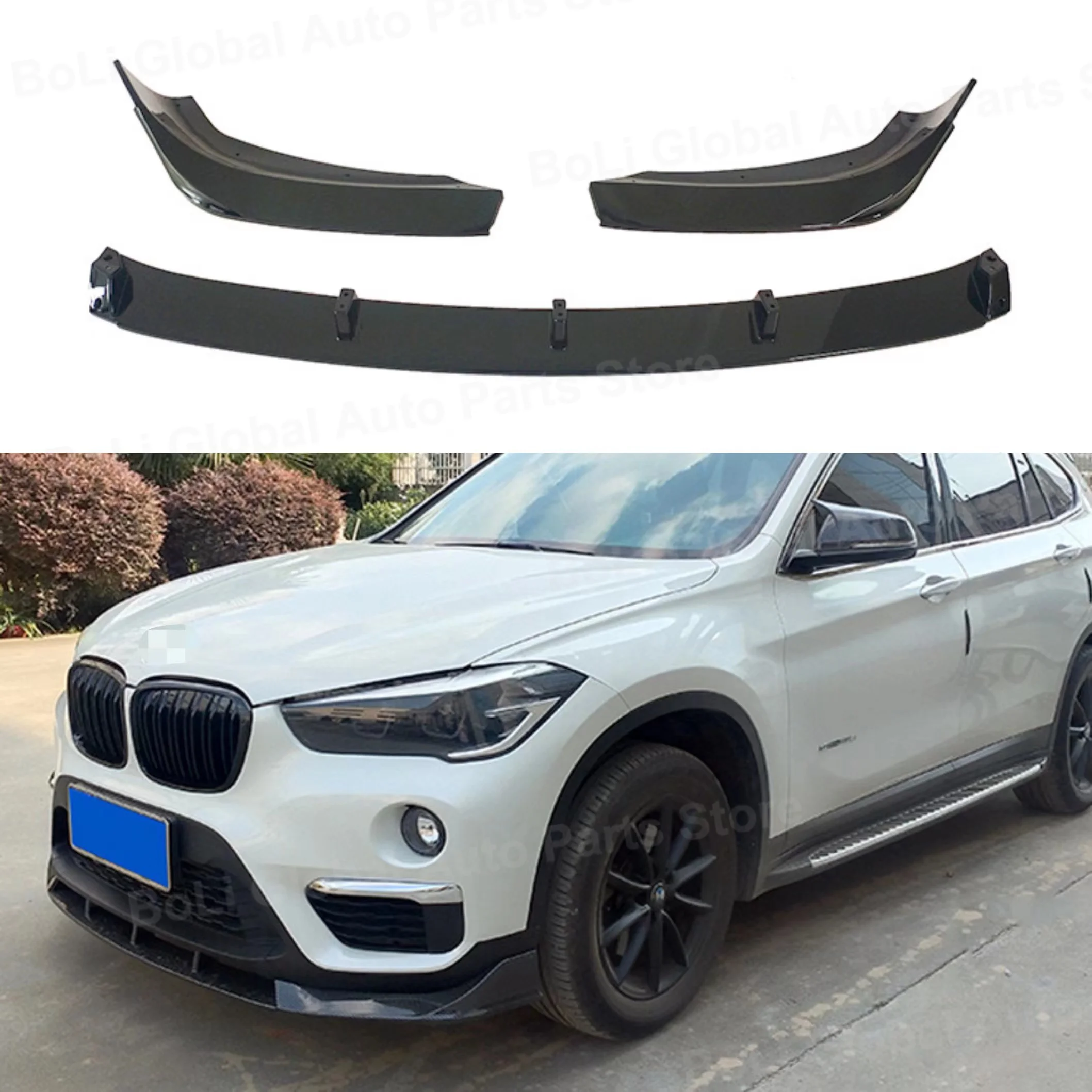 Car Front Bumper Lip For BMW X1 F48 F49 2016 2017 2018 2019-2022 Spoiler Splitter Diffuser Detachable Body Kit Cover Guard