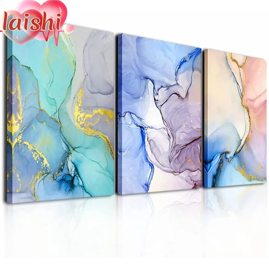 3pcs Abstract marble texture Full Square/Round Diamond painting Embroidery Kit portrait mosaic cross stitch painting Home Gift