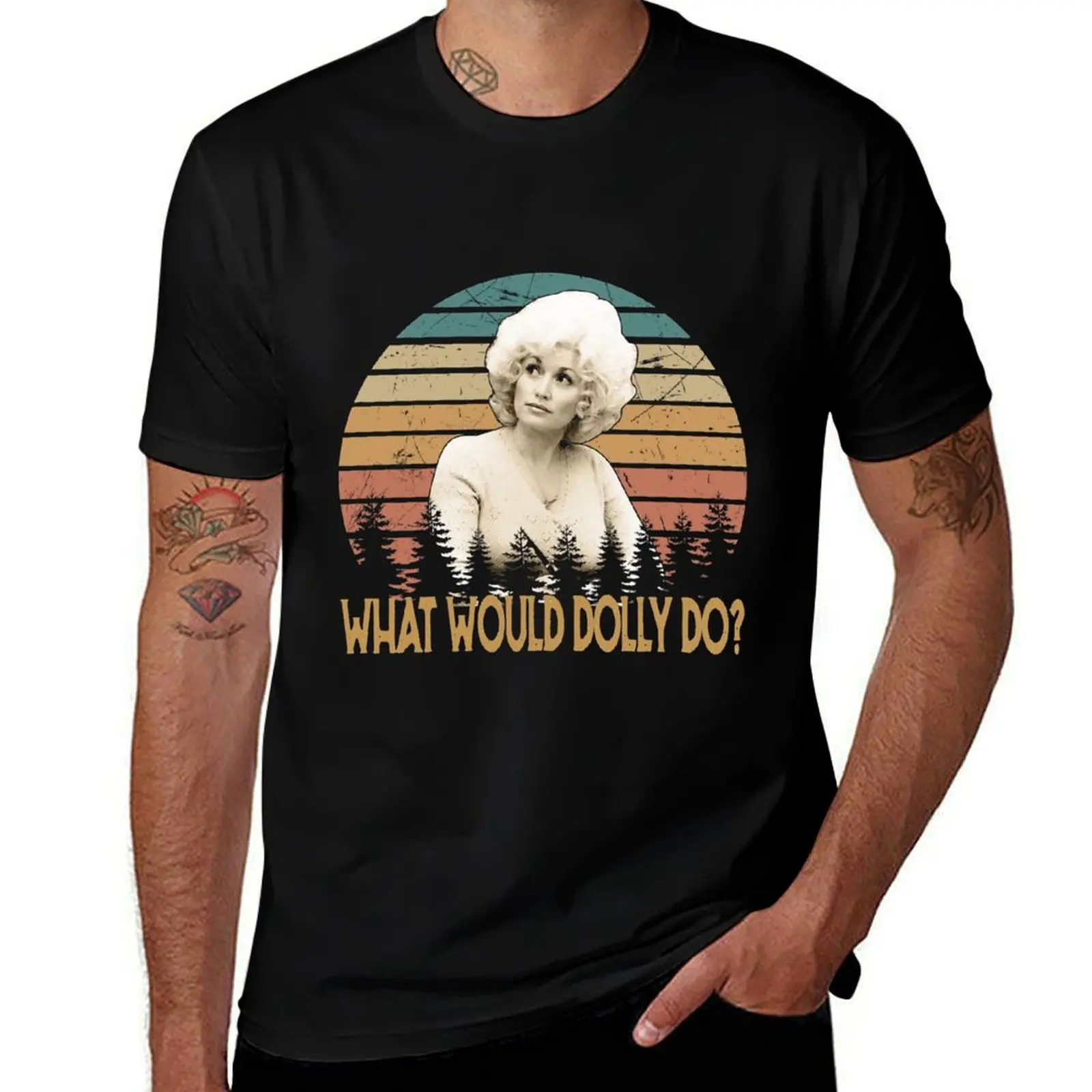 Retro What Would Dolly Do Parton Country Music T-Shirt Light Athletic Short Sleeve Tee Shirt T-Shirt