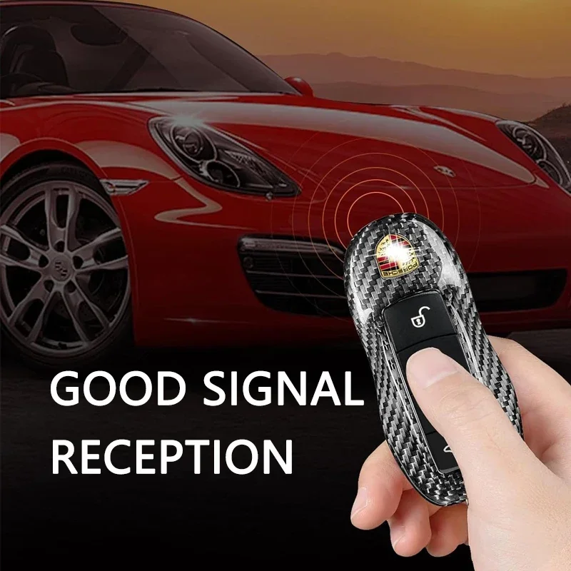 For Porsche 918 Carbon Fiber Key Case Shell Cover Protector For Porsche Cayenne Panamera Macan 718 911 Boxster Cayman (Black)