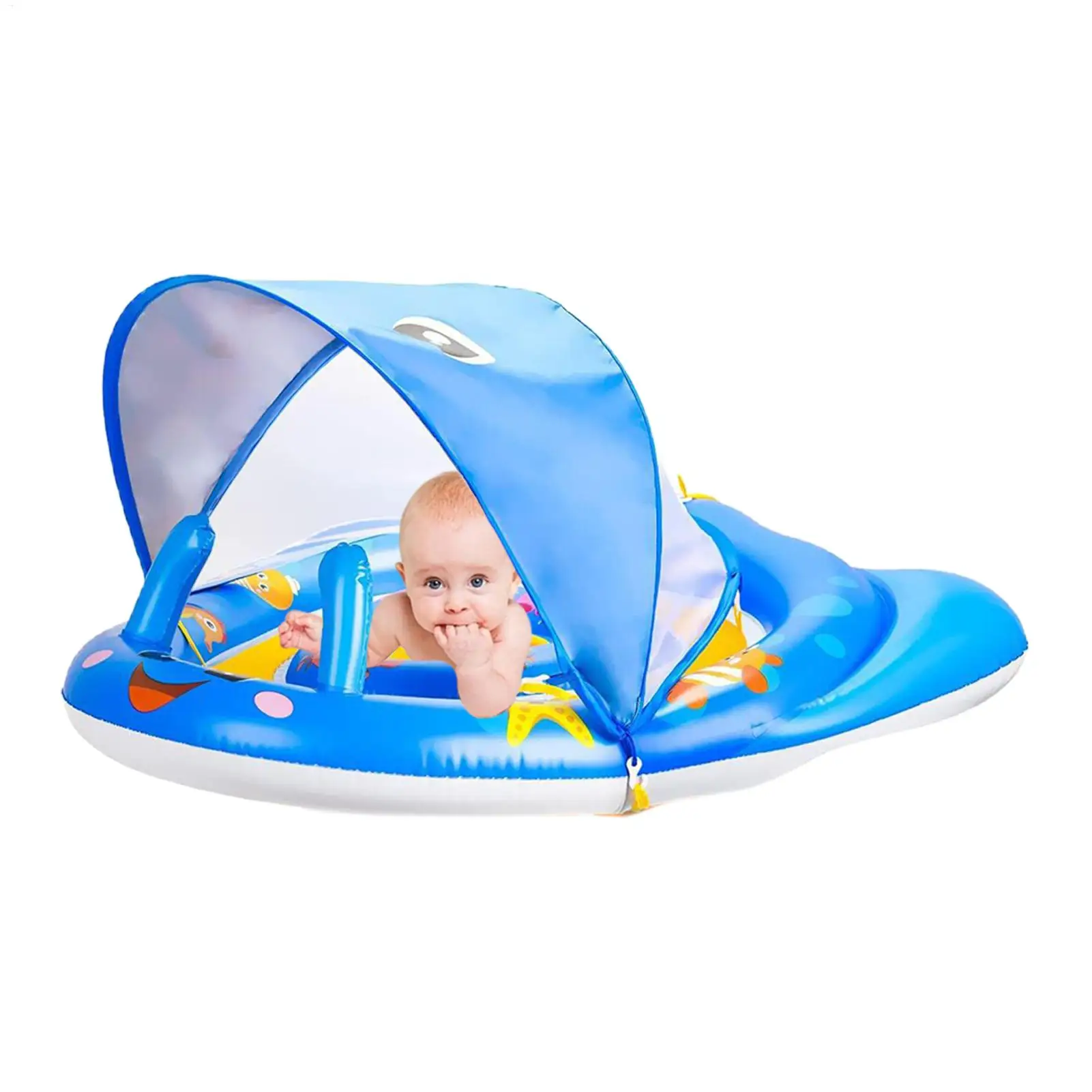 Cerchi da nuoto per bambini con baldacchino parasole Anello galleggiante gonfiabile Piscina estiva Giochi d'acqua Attrezzatura da nuoto per bambini Sport acquatici