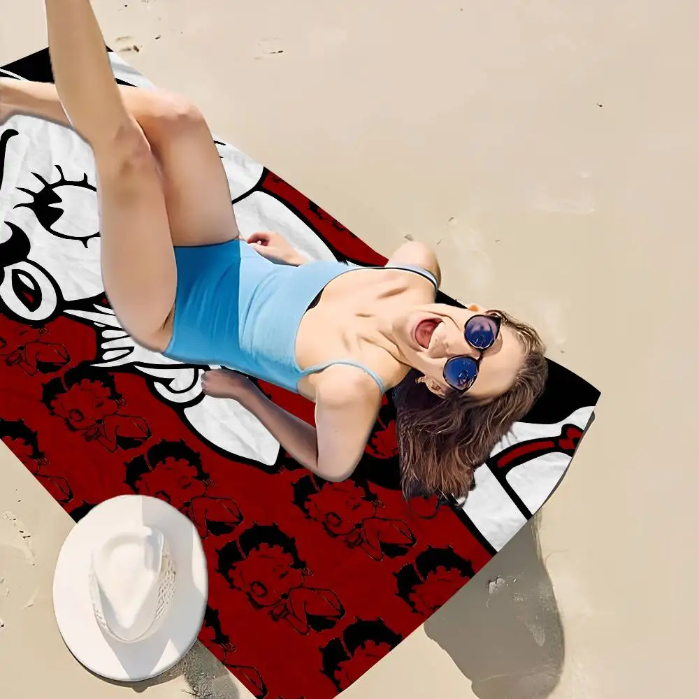 Anime B-bettyS sexy Boop Microfiber Printed Beach Towel Mountain Climbing Yoga Beach Swimming Running Absorbent Soft Towel