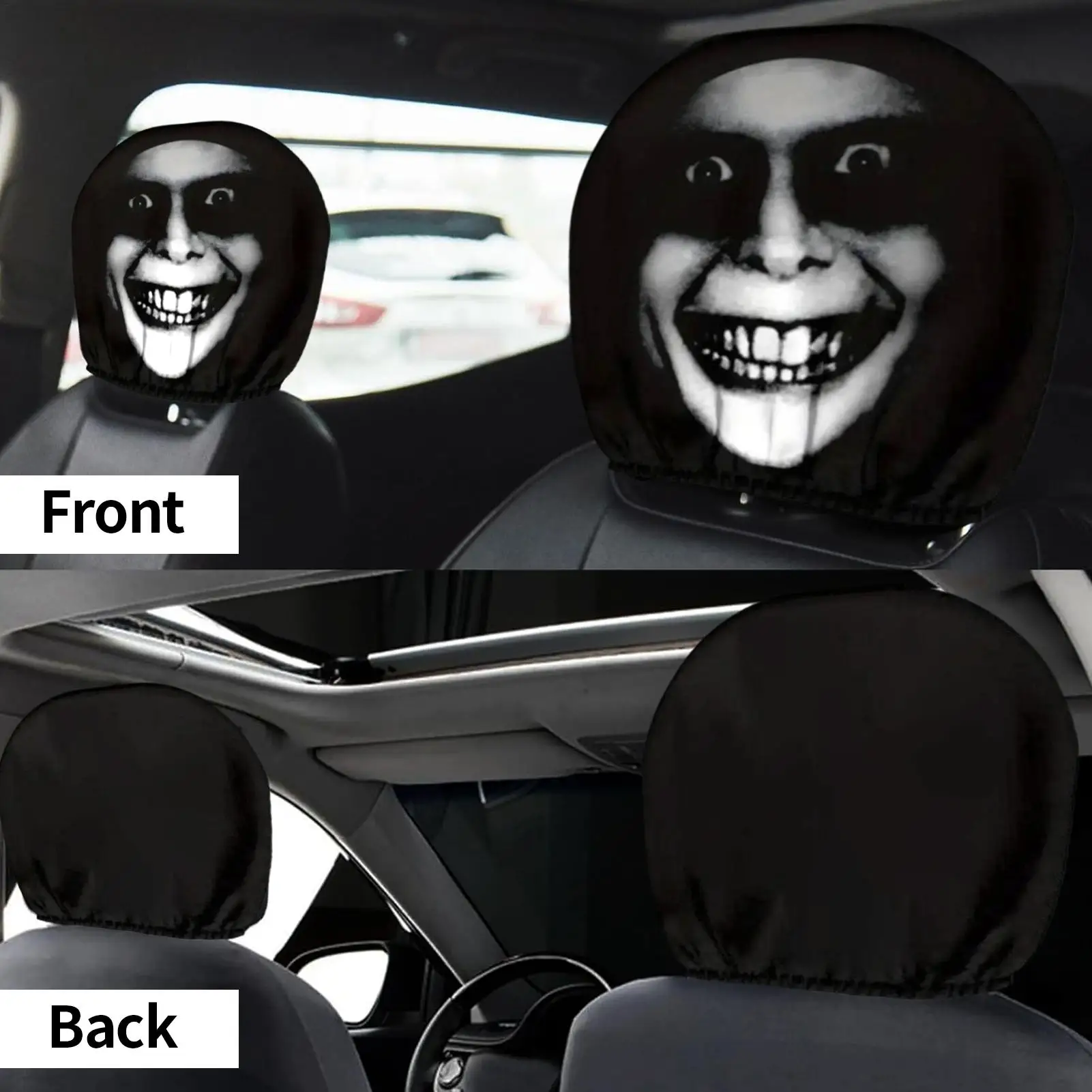 Halloween Elastic Car Headrest Covers, Soft Breathable Seat Protectors for Sedan Van Truck, Spooky Decor for Daily Commute Taxi view 6