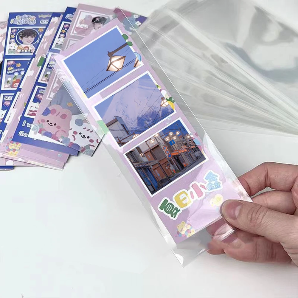 100pcs Small Self-sealing Storage Packaging Bag Opp Transparent Self Adhesive Plastic Bags Bookmark Idol Photocard Display Bag