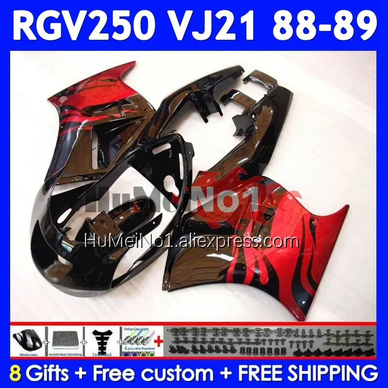 Body Kit For SUZUKI SAPC VJ21 RGV250 Red flames RGVT250 VJ 21 88-89 108No.53 RGV-250 RGV 250 RGVT-250 88 89 1988 1989 Fairing