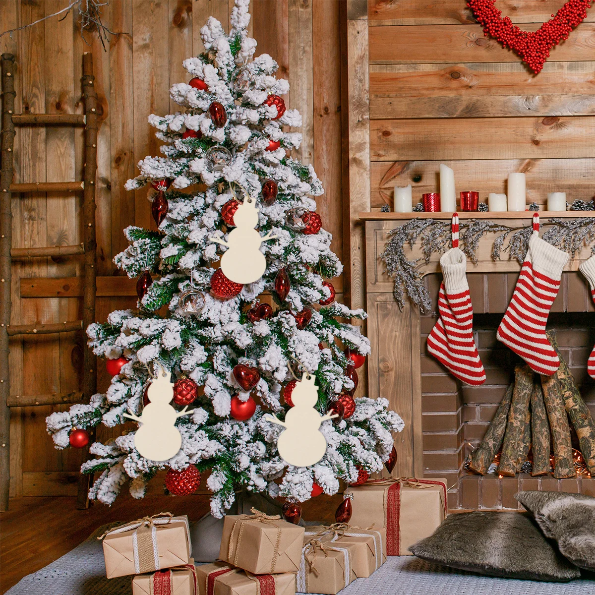 

50Pcs Unique Wooden Christmas Ornament Hanging Pendant for Tree Wall Door Festival Decor in Living Room Bedroom Cafe