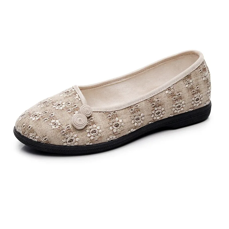 Size 35-40 Chinese Cloth Shoes Women Ethnic Style Women Shoes Floral Canvas Ballet Flats Ladies Casual Slip-on Embroider Shoes