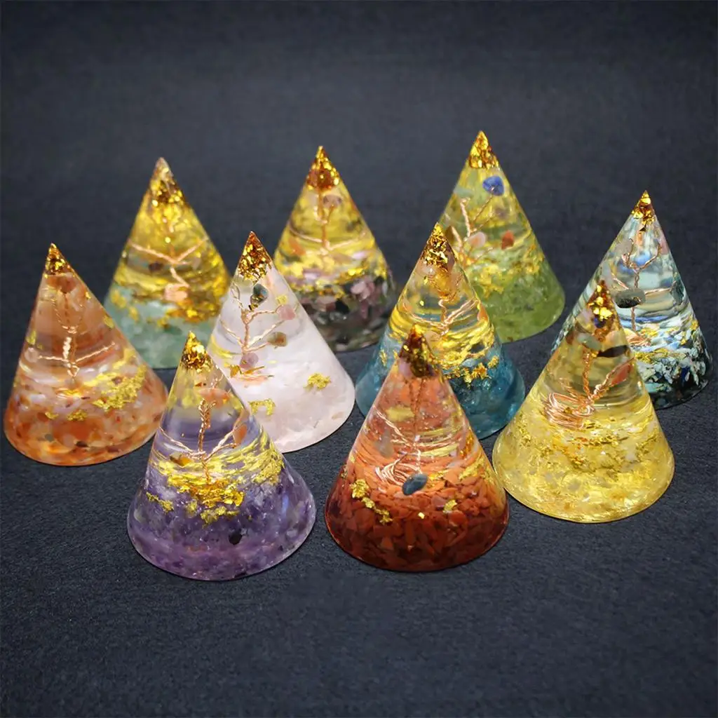 Crystals Pyramid Stones, Charged Engraved Balancing Health Gemstones, Spiritual Quartz