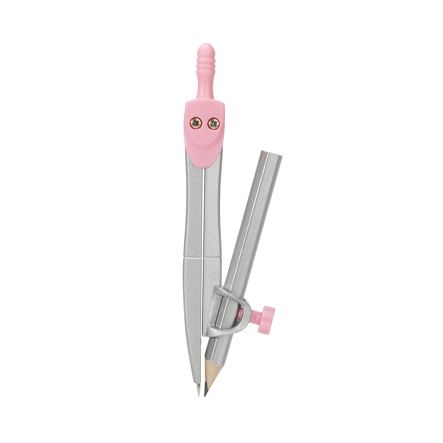 Deli Silver-Pink Campass, Campass with Changeable Pencil, Campass for Drawing & Designing