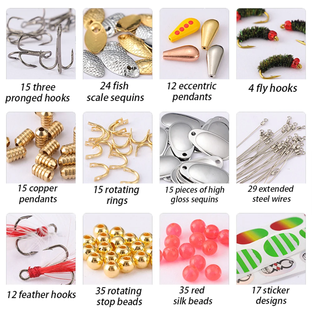 DIY Rotating Metal Sequin Feather Hook Copper Weight Steel Wire Sticker Combination Kit Modification Tool Fishing Accessories