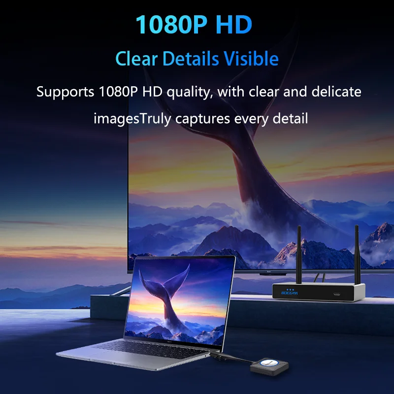 Easy Installation Wireless BYOD Presentation System Dual-Band 5G/2.4G, Multi-Device, 50m Range,