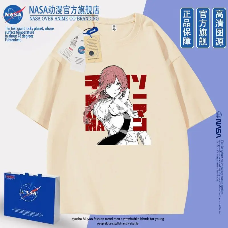 Anime Chainsaw Man – The Movie: Reze Arc Makima Cosplay Printed Short Sleeve T-Shirt Versatile in Summer Halloween Gifts