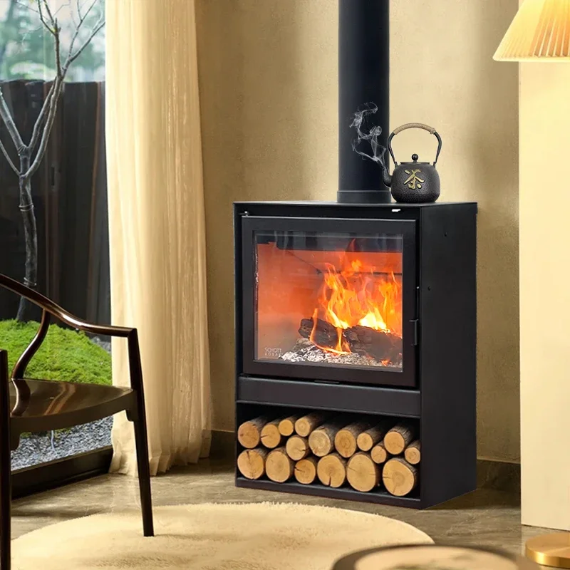 Wood burning fireplace Firewood heating Fireplace Villa living room Indoor independent homestay Real fire Rural household firewo