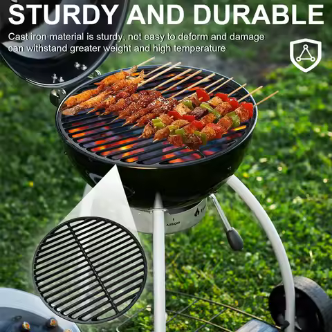 14.6 Inch Cast Iron Barbecue Grilling Grate Round Cooking Grid Grill Net Charcoal Fire Grate for Home RV Travel