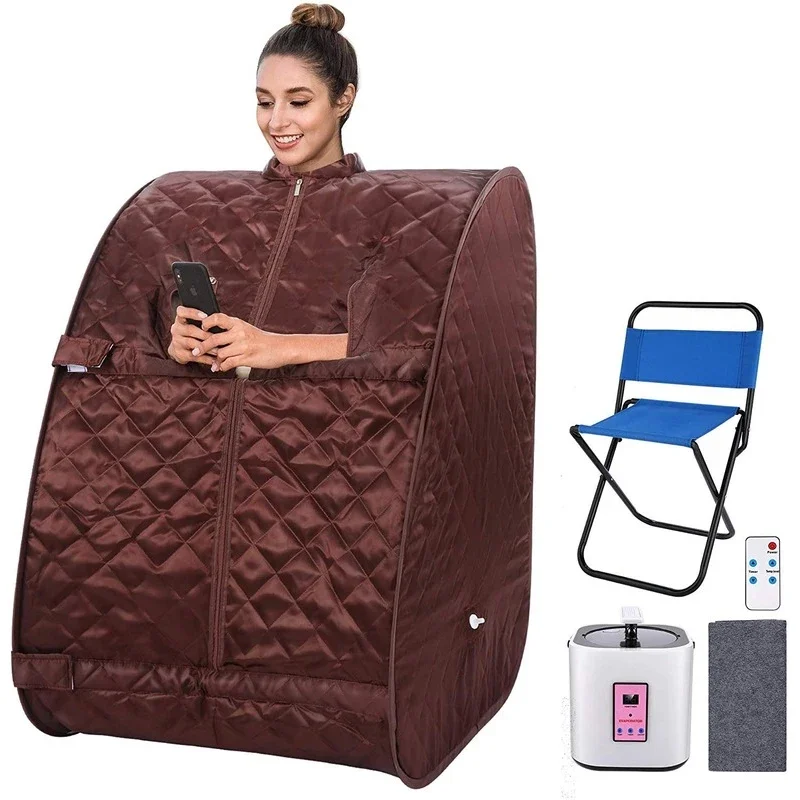 

Portable One Person Sauna with Remote Control Personal 2L Steam Sauna Therapeutic Sauna Home Spa for Weight Loss Detox