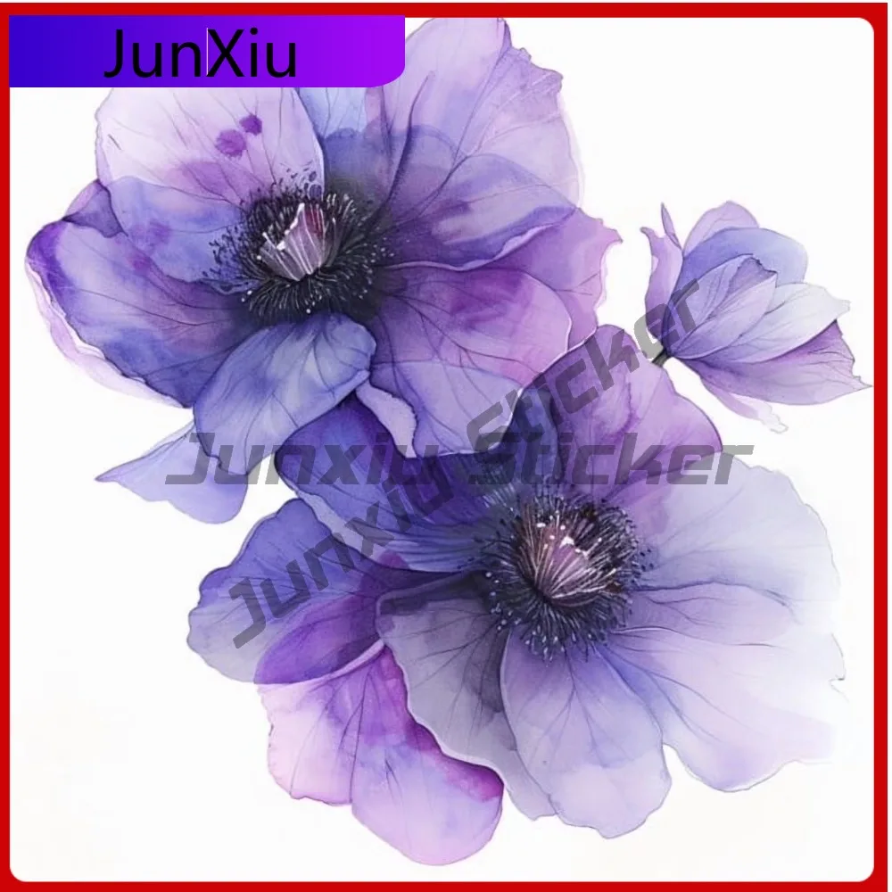 

Clematis Flower Watercolor, Purple Retro Car Laptop Window Bumper Waterproof Vinyl Decal Decoration Cool Vintage Cool Cute