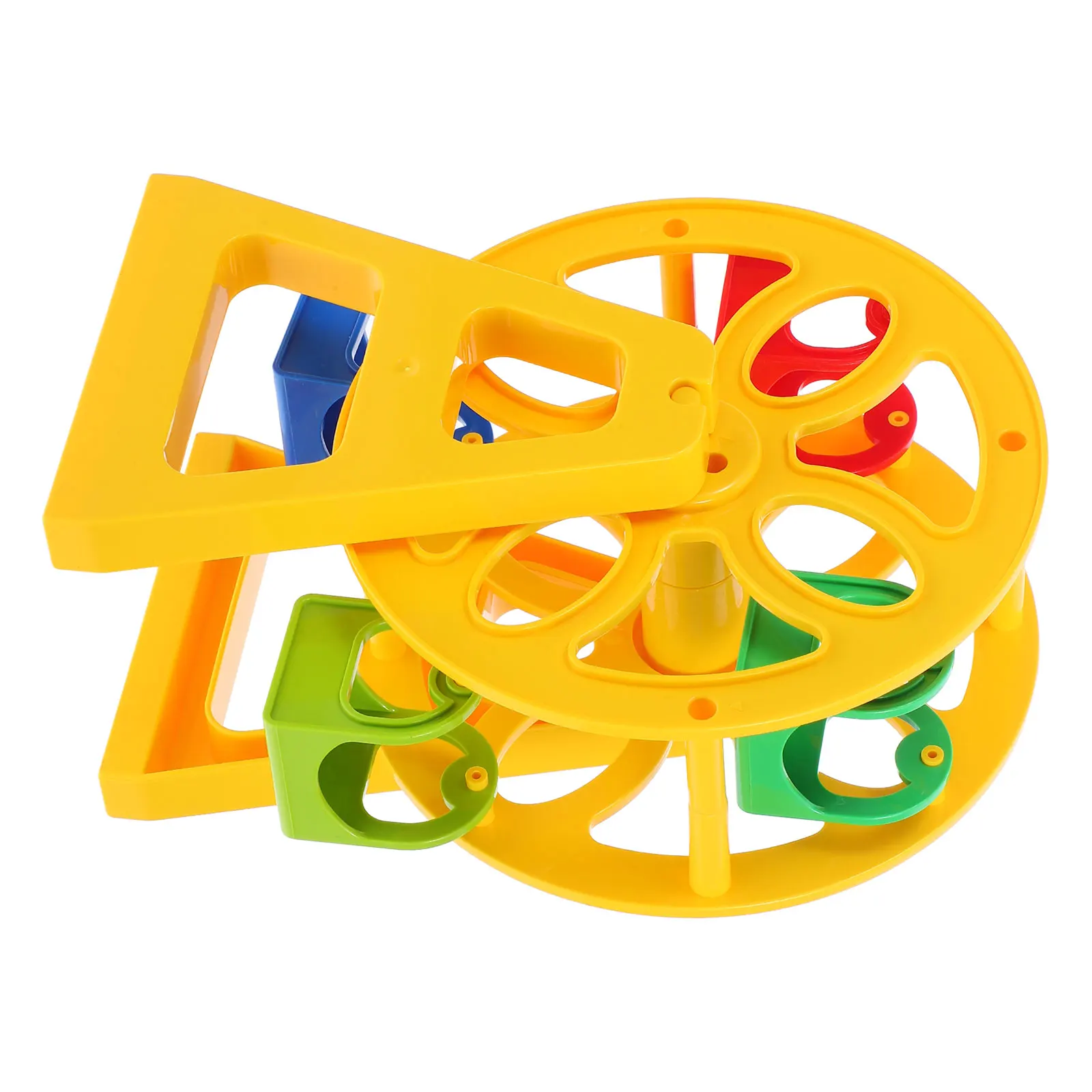 Train Track Ferris Wheel Dollhouse Miniatures Decor Accessories Equipment for Dollhouses Yellow