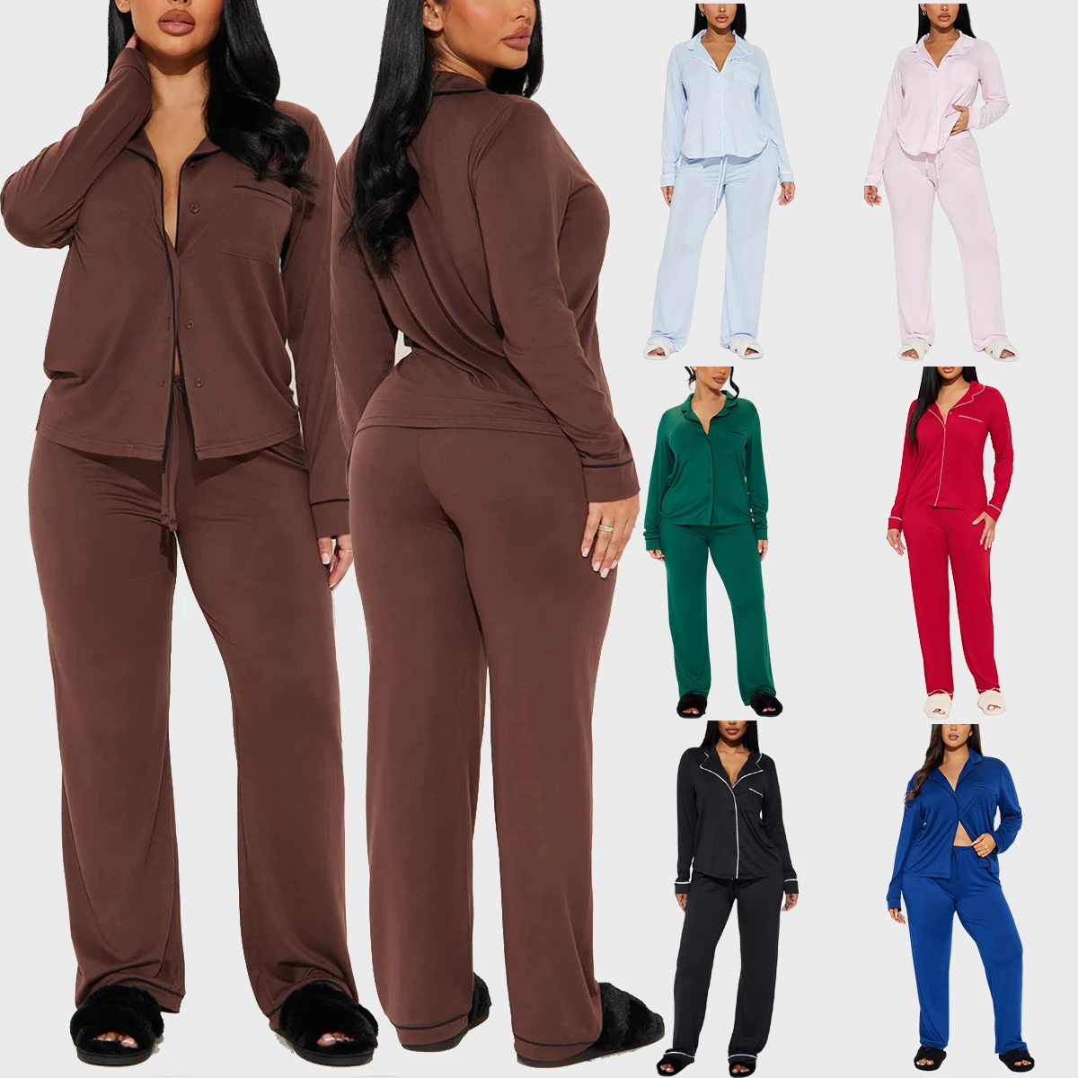 

Female Pajamas Set Sleepwear Autumn Winter New Long Sleeve Trousers Homewear Pijamas Suit Loose And Casual Loungewear Nightwear