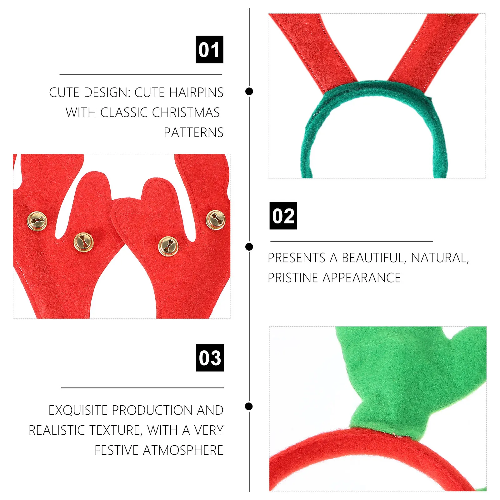 

6Pcs Xmas Party Headband Christmas Antler Hair Accessories Fabric Headwear for Kids Adults Holiday Carnival Birthday Daily Use