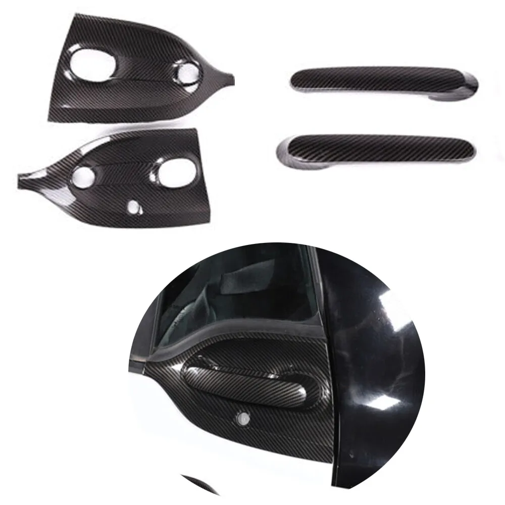 

For Mercedes Smart Fortwo Forfour 453 2016-2021 Carbon fiber Car Accessories Exterior Door Handle+Door Bowl Cover Trim Frame