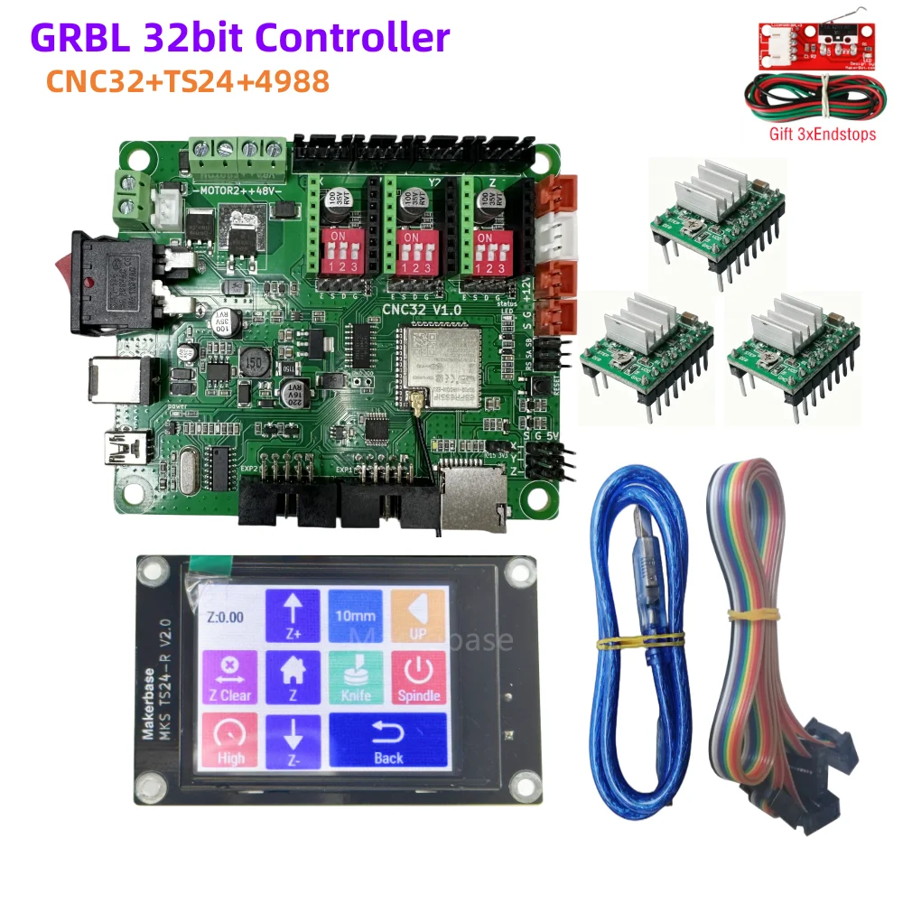 GRBL CNC control card 3 axis board esp32 plate MKS TS24-R display LCD offline upgrade kit for cnc laser engraver machine