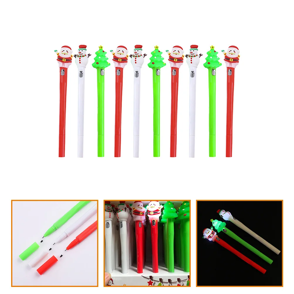 

10pcs Christmas Gel Pens Light Up Xmas Themed Writing Tools Portable Stationery For Students Gift School Office Supplies