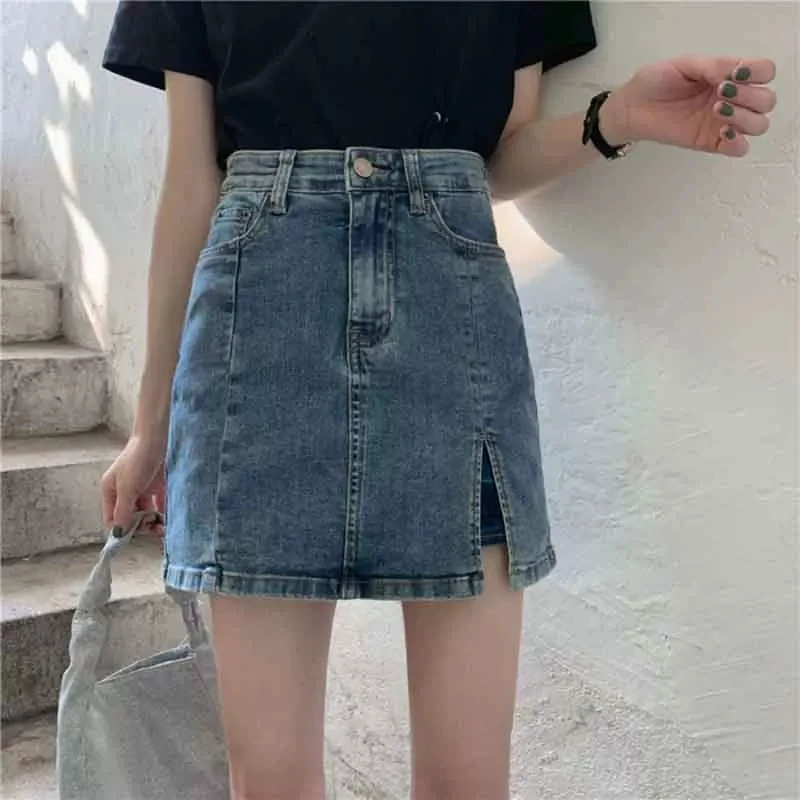 2024 New,Black Blue Culotte Denim Short Skirts,Women,Korean High Waist Mini Skirt,Woman,Spring Summer Sexy Package Hip Skirts