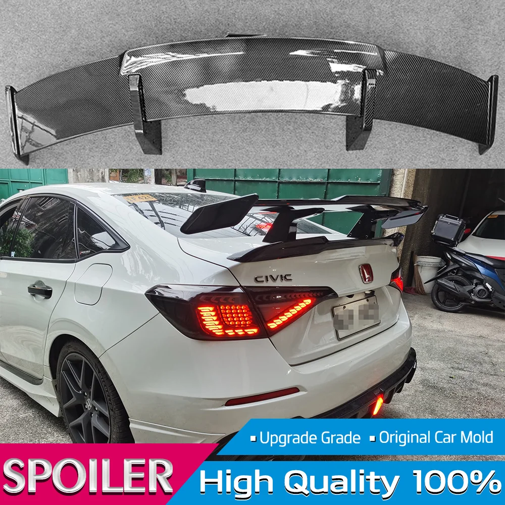 

For Honda Civic 11th Gen 2022 2023 2024 2025 Rear Spoiler Wing for Universal Tail Fins MP Performance Style