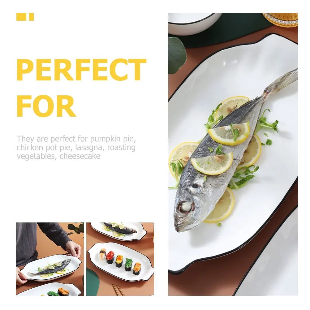 

Ceramic with Double Handles Premium Tableware for Baking Roasting Serving Oven Safe Dishwasher Safe Bread Cake Pan