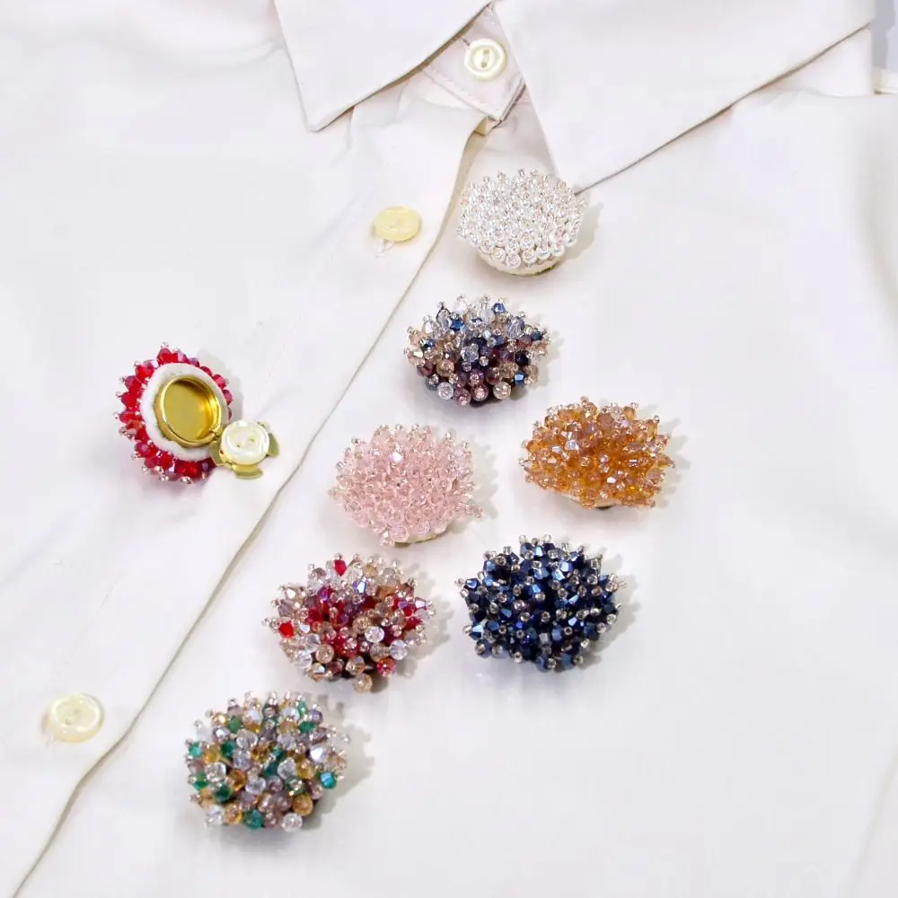 New Handmade Crystal Cufflinks Crystal DIY Shirt Button Clip Sewing-free Cufflinks Beads Decorative Buttons Business Events