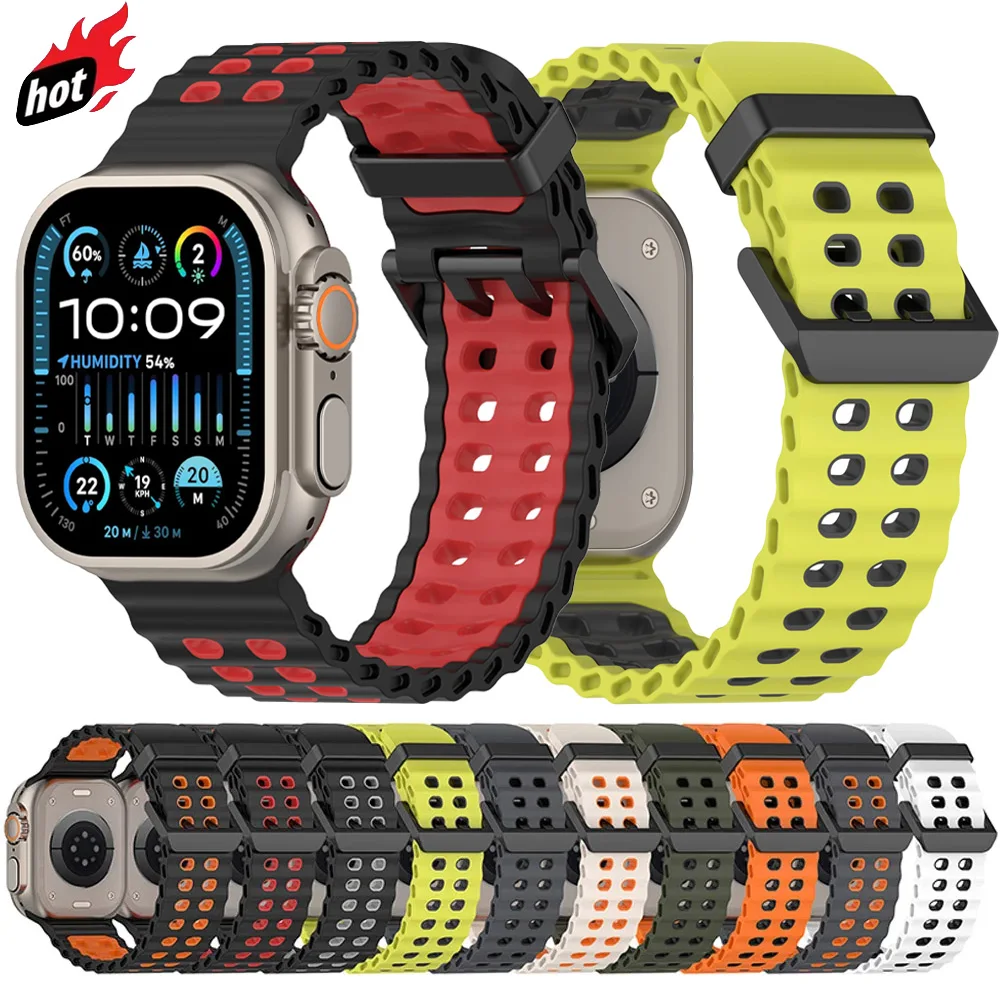Silicone Band for Apple Watch Ultra 3 2 1 49mm 11 10 46mm 9 8 7 45mm Color Matching Comfortable Wristband for iWatch 6 5 SE 44mm