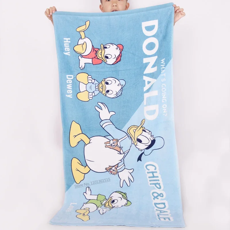 Disney Cartoon Cotton Bath Towel Children\'s Beach Towel Summer Winnie the Pooh Mickey Mouse Minnie Stitch 60x120cm