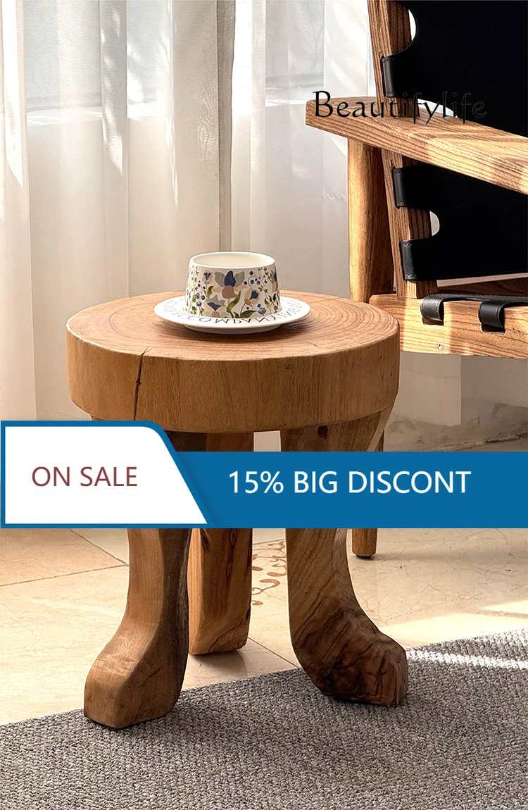 

BK Solid Wood Sofa Edge Bed And Breakfast High-end Art Creative Bedside Small Coffee Table Designer