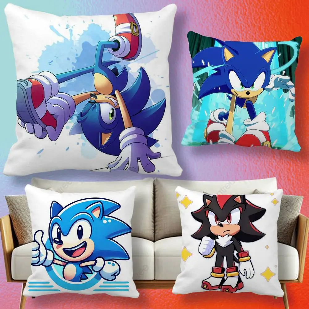 Cartoon Game S-SoNiC-C R-RuMbLe-E Double-sided printed pillow cover Solid color minimalist pillowcase, fits all bedroom styles