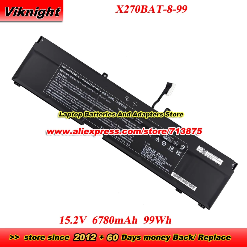 

X270BAT-8-99 Battery 15.2V 6780mAh 99Wh 6-87-X270S-92B00 6-87-X270S-92B01 6-87-NH77S-42D00 For Colorful EVOL X17 PRO MAX X18 MAX