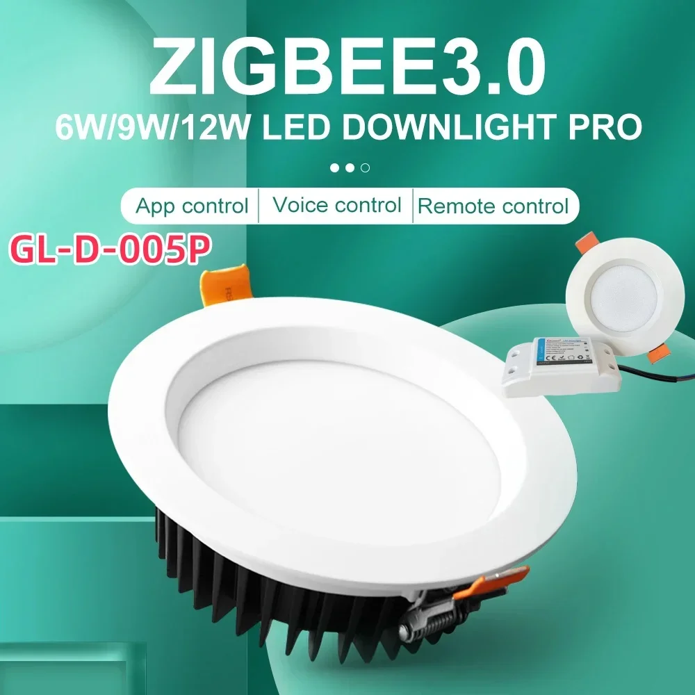 

ZigBee3.0 12W RGBCCT LED Downlight GL-D-005P Smart Ceiling Light Recessed App Voice Alexa Echo ZigBee2mqtt Conbee for Home lamp