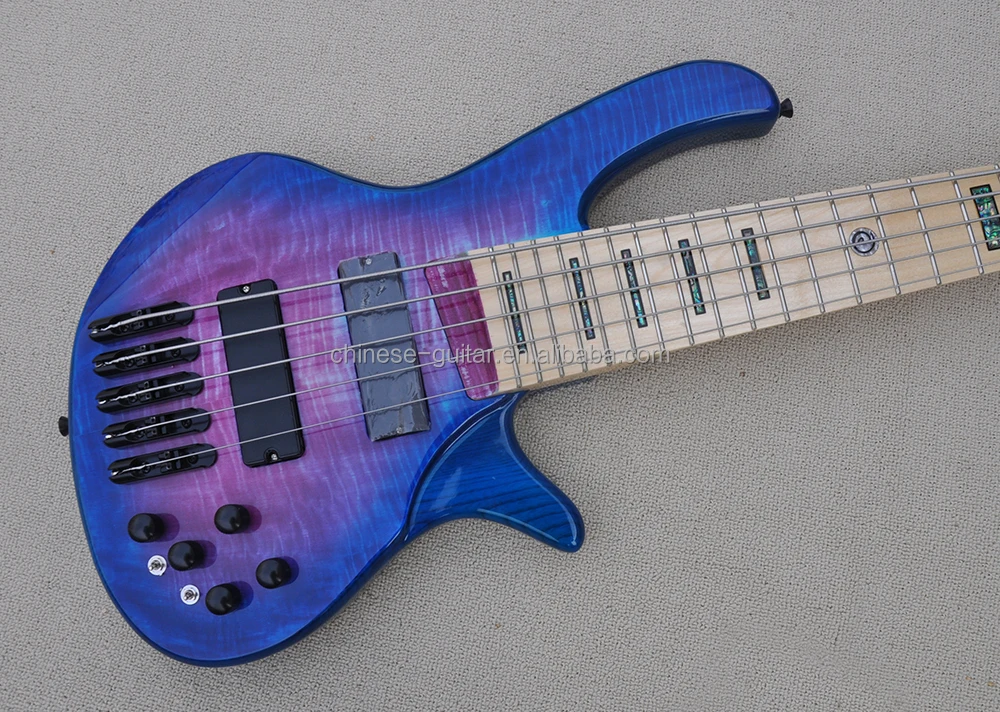 Flyoung Blue Purple 5 Strings Electric Bass Guitar Professional Bass Guitar Bajo Electrico