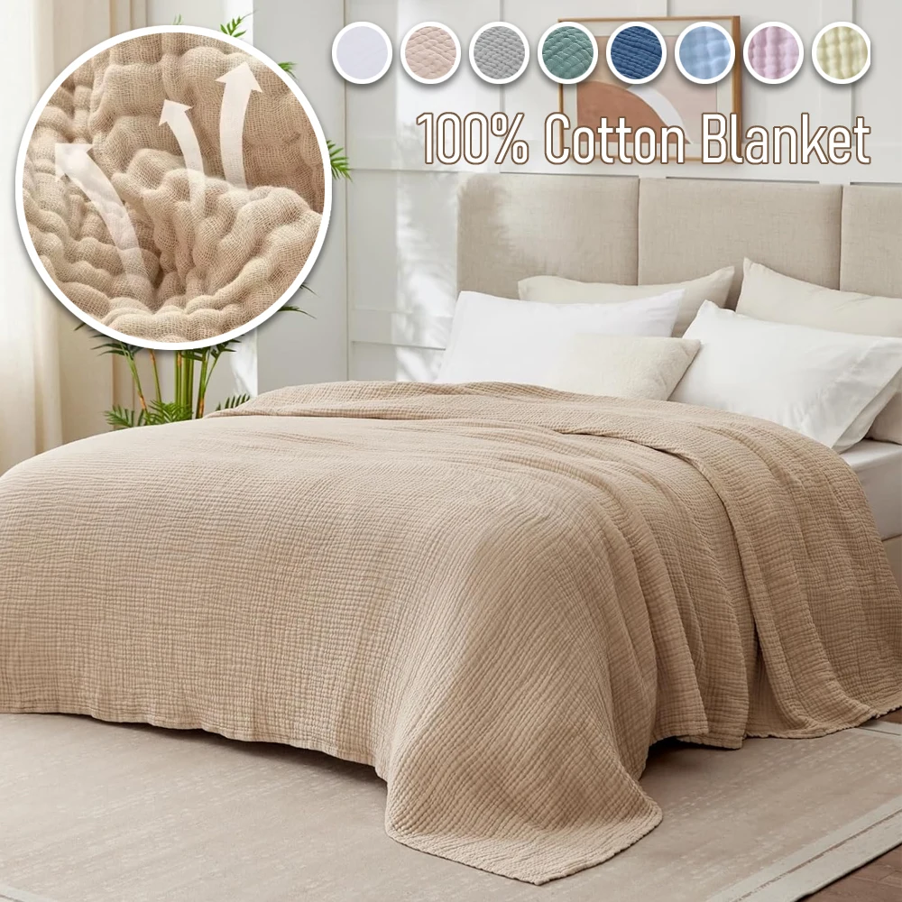 Muslin Cotton Bedspread - 100% katoenen mousseline dekens, lichtgewicht katoenen