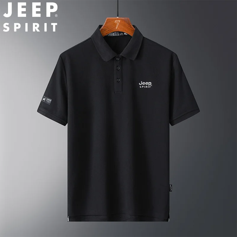 JEEP SPIRIT mężczyźni bawełna koszulka POLO z krótkim rękawem koszula lato solidna koszulka Polo Slim Fit Casual Business wygodne oddychająca