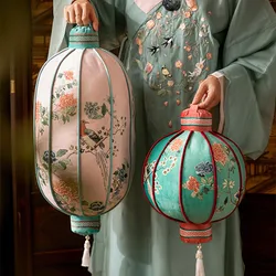 Lantern Pillow New Chinese Floral Bird Vintage Red Decorative Bolster Pillow Egg Shape Round Throw Cylinder Velvet Home Sofa Bed